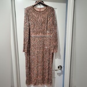 Mac Duggal Pink and Silver Sequin Embellished Gown